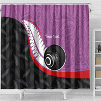 Personalised Aotearoa Lawn Bowls Shower Curtain Maori and Silver Fern Sporty Style Pink Color LT03 - Polynesian Pride
