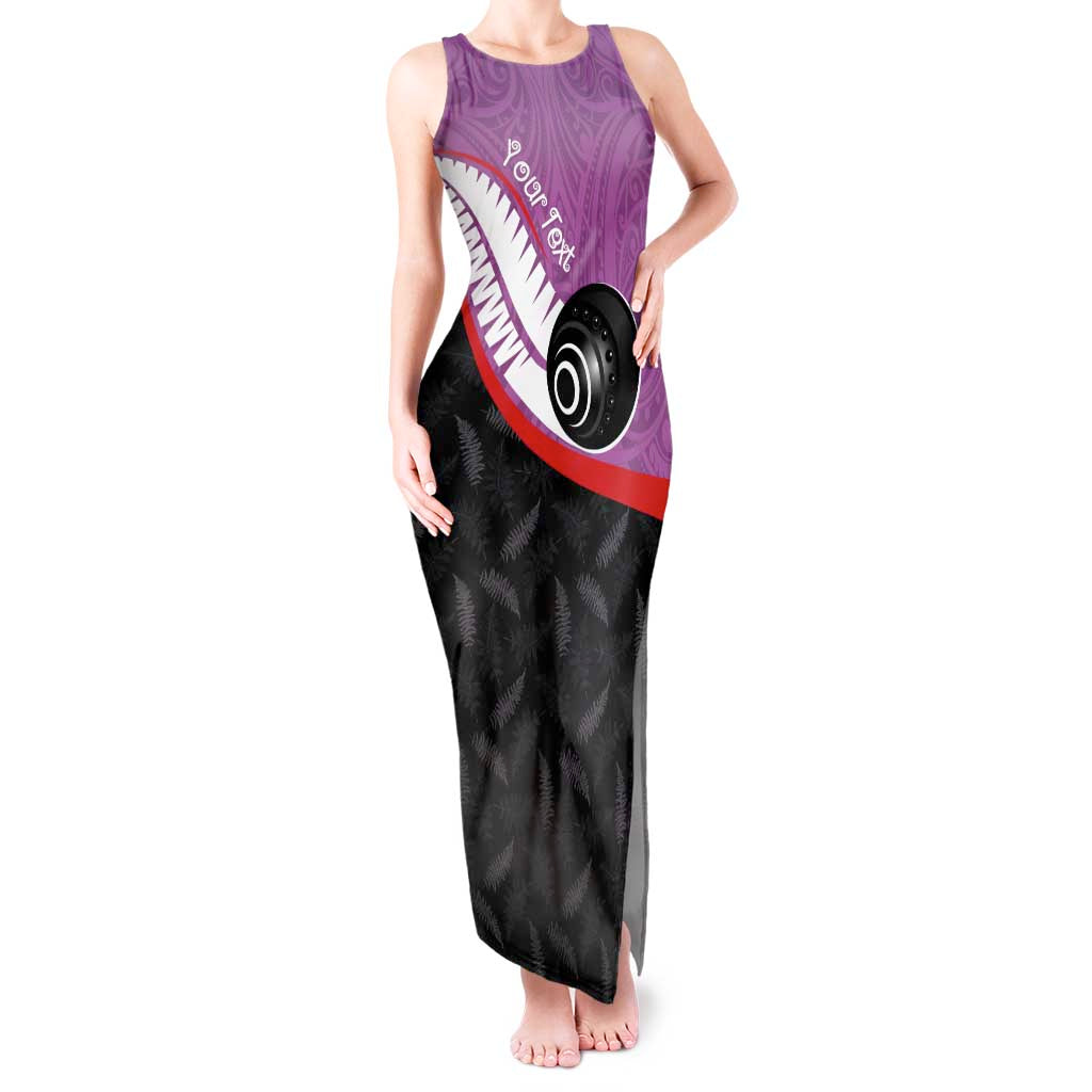 Personalised Aotearoa Lawn Bowls Tank Maxi Dress Maori and Silver Fern Sporty Style Pink Color LT03 Women Pink - Polynesian Pride