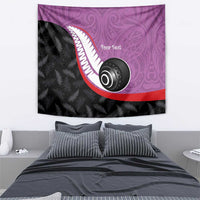 Personalised Aotearoa Lawn Bowls Tapestry Maori and Silver Fern Sporty Style Pink Color LT03 - Polynesian Pride