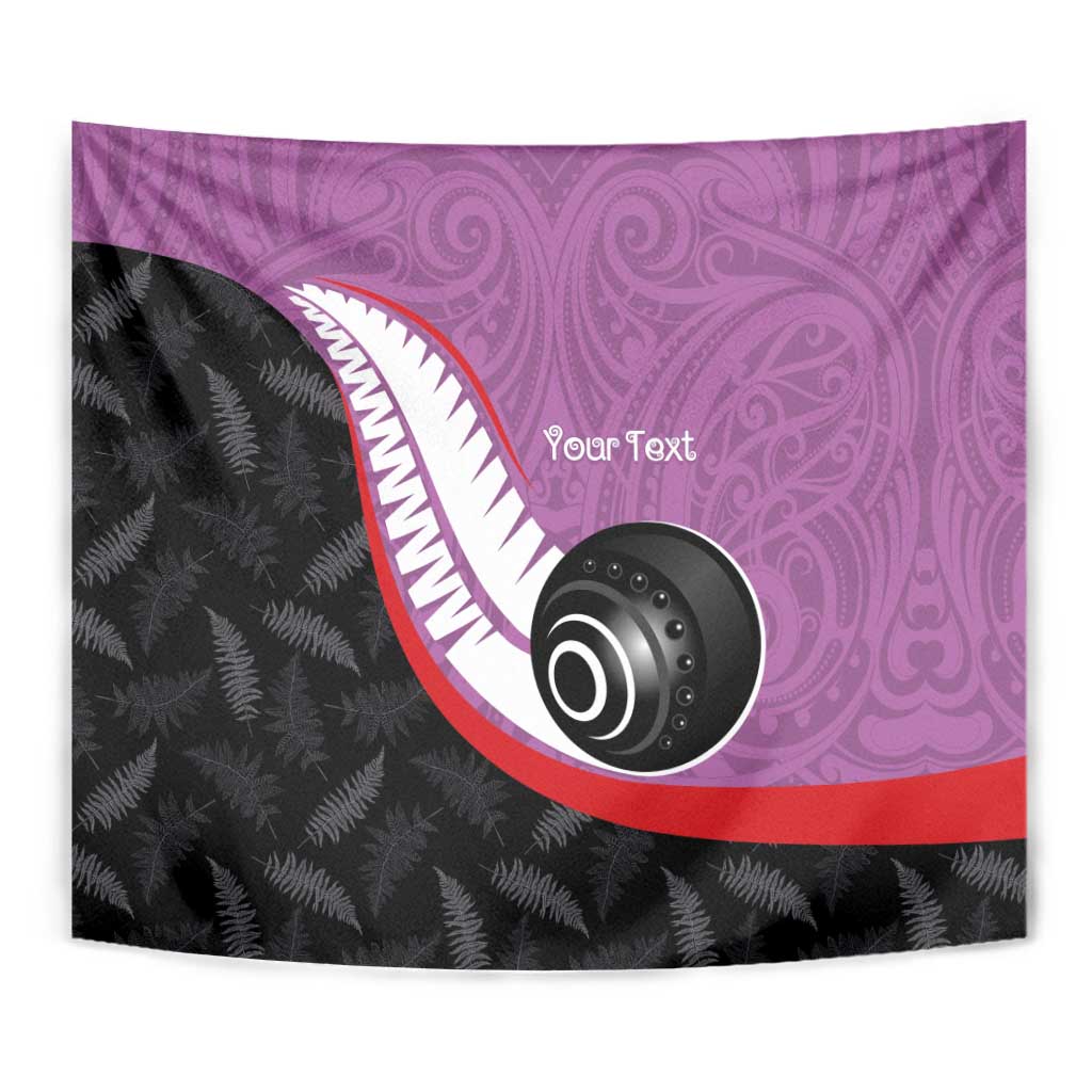 Personalised Aotearoa Lawn Bowls Tapestry Maori and Silver Fern Sporty Style Pink Color LT03 - Polynesian Pride