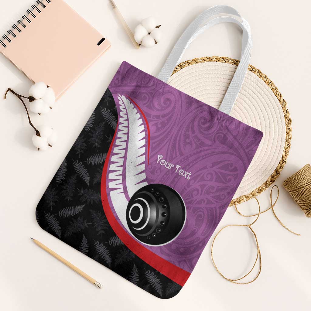Personalised Aotearoa Lawn Bowls Tote Bag Maori and Silver Fern Sporty Style Pink Color LT03 White Strap One Size Pink - Polynesian Pride