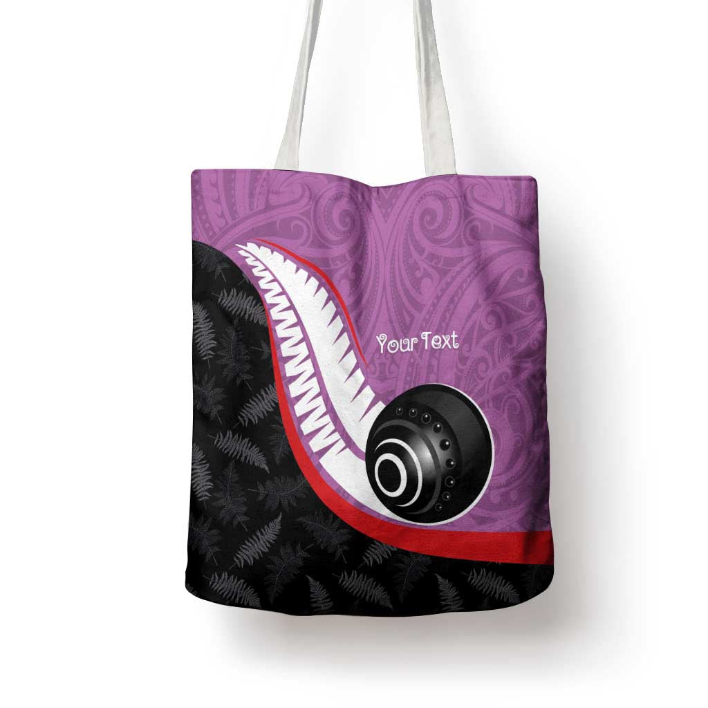 Personalised Aotearoa Lawn Bowls Tote Bag Maori and Silver Fern Sporty Style Pink Color LT03 - Polynesian Pride