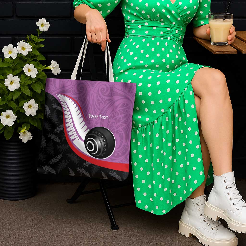 Personalised Aotearoa Lawn Bowls Tote Bag Maori and Silver Fern Sporty Style Pink Color LT03 - Polynesian Pride