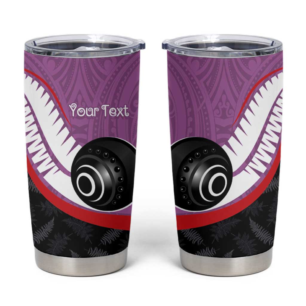 Personalised Aotearoa Lawn Bowls Tumbler Cup Maori and Silver Fern Sporty Style Pink Color LT03 Pink - Polynesian Pride