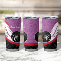 Personalised Aotearoa Lawn Bowls Tumbler Cup Maori and Silver Fern Sporty Style Pink Color LT03 - Polynesian Pride