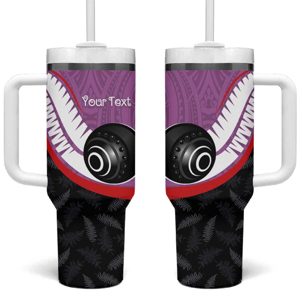 Personalised Aotearoa Lawn Bowls Tumbler With Handle Maori and Silver Fern Sporty Style Pink Color LT03 One Size: 40 oz Pink - Polynesian Pride