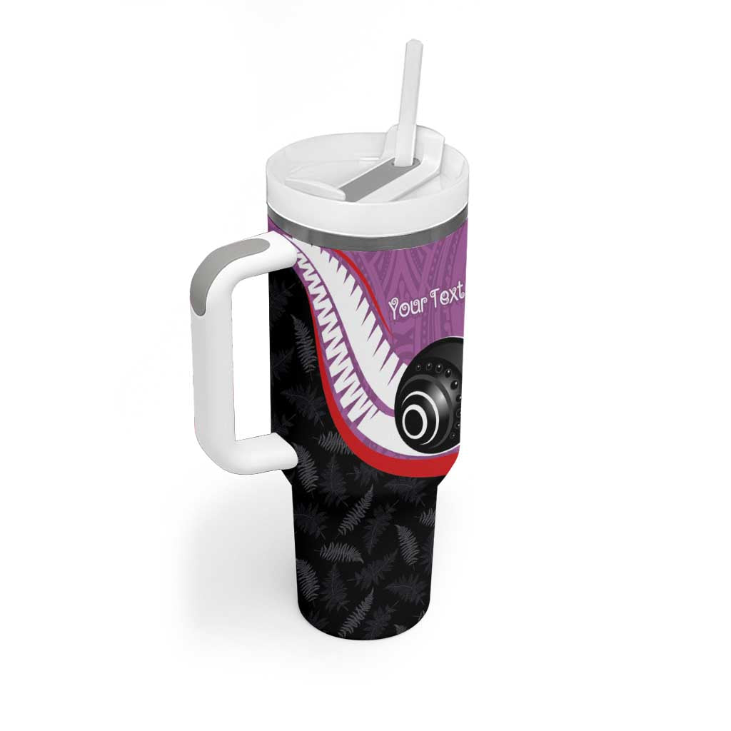 Personalised Aotearoa Lawn Bowls Tumbler With Handle Maori and Silver Fern Sporty Style Pink Color LT03 - Polynesian Pride