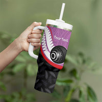 Personalised Aotearoa Lawn Bowls Tumbler With Handle Maori and Silver Fern Sporty Style Pink Color LT03 - Polynesian Pride