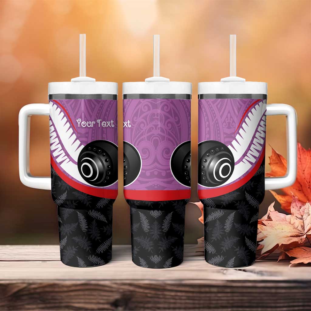 Personalised Aotearoa Lawn Bowls Tumbler With Handle Maori and Silver Fern Sporty Style Pink Color LT03 - Polynesian Pride