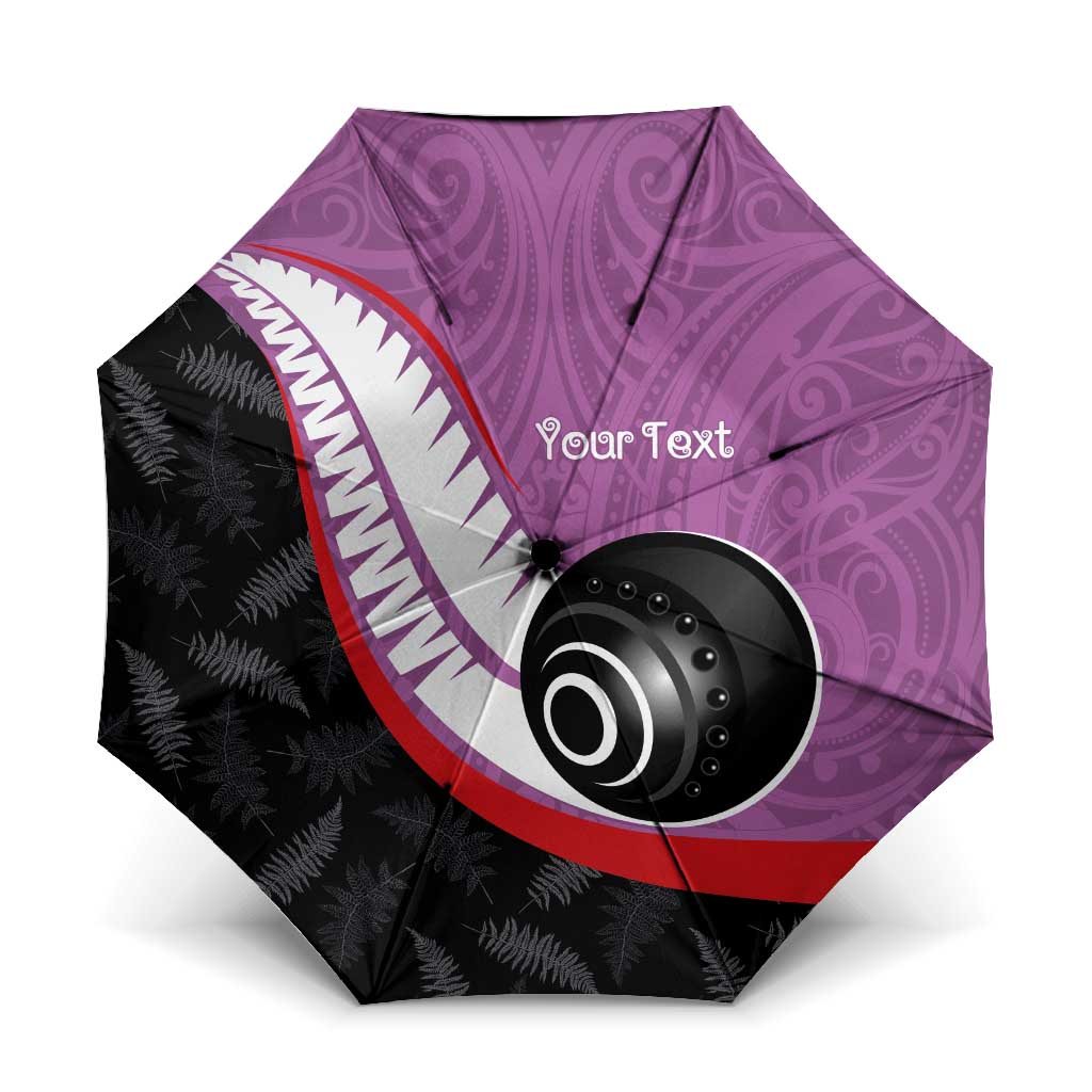 Personalised Aotearoa Lawn Bowls Umbrella Maori and Silver Fern Sporty Style Pink Color LT03 One Size Folded 11.42 inch Opened Diameter 37.4 inch Pink - Polynesian Pride