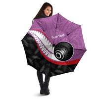 Personalised Aotearoa Lawn Bowls Umbrella Maori and Silver Fern Sporty Style Pink Color LT03 - Polynesian Pride
