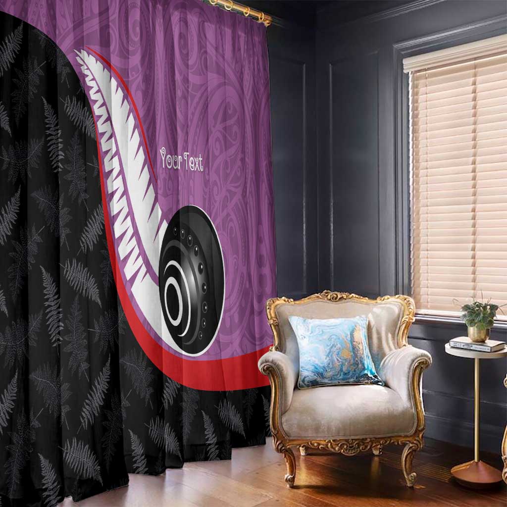 Personalised Aotearoa Lawn Bowls Window Curtain Maori and Silver Fern Sporty Style Pink Color LT03 - Polynesian Pride
