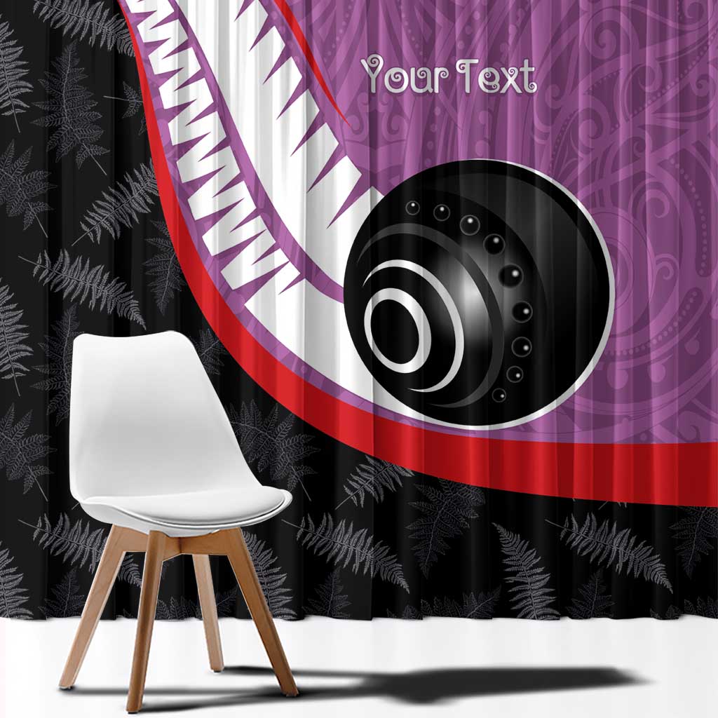 Personalised Aotearoa Lawn Bowls Window Curtain Maori and Silver Fern Sporty Style Pink Color LT03 - Polynesian Pride