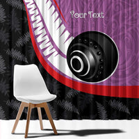 Personalised Aotearoa Lawn Bowls Window Curtain Maori and Silver Fern Sporty Style Pink Color LT03 - Polynesian Pride