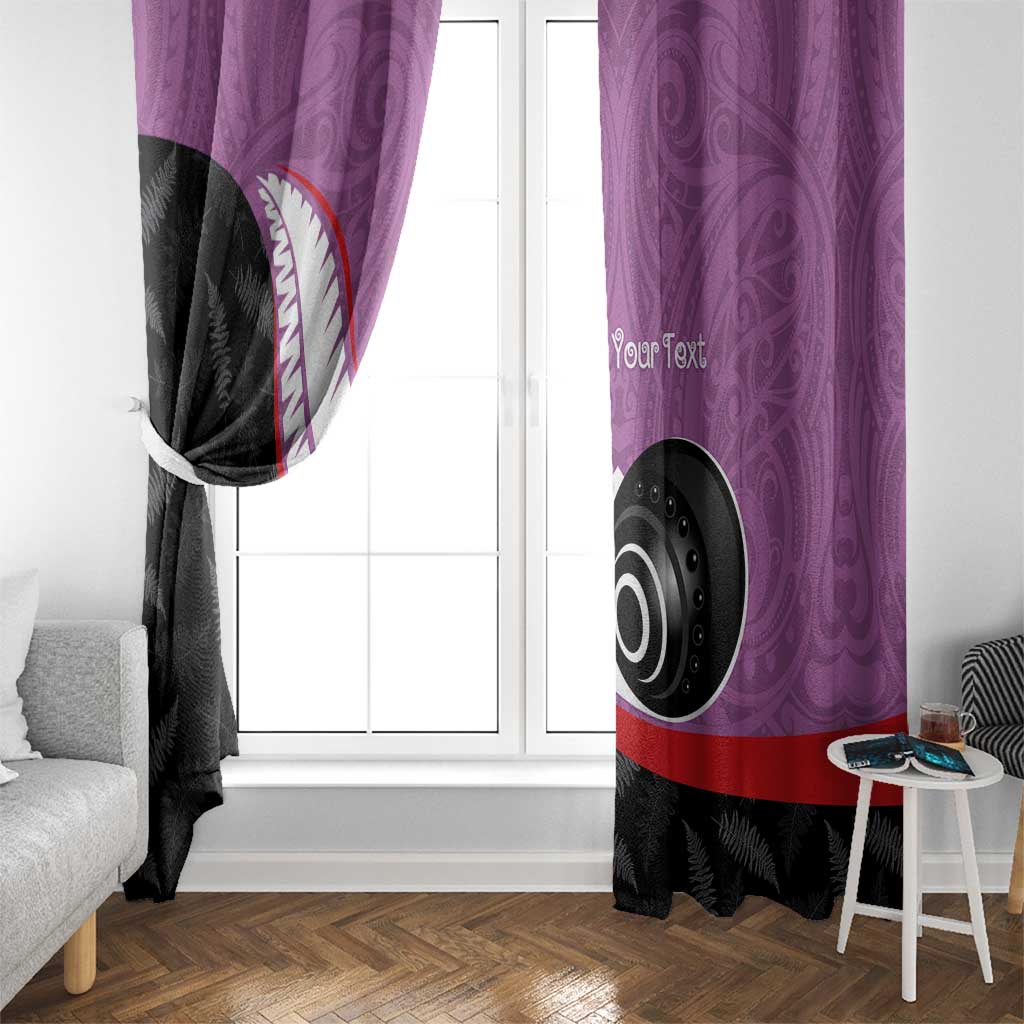 Personalised Aotearoa Lawn Bowls Window Curtain Maori and Silver Fern Sporty Style Pink Color LT03 - Polynesian Pride