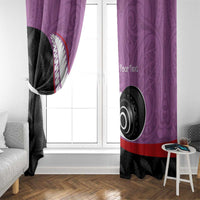 Personalised Aotearoa Lawn Bowls Window Curtain Maori and Silver Fern Sporty Style Pink Color LT03 - Polynesian Pride