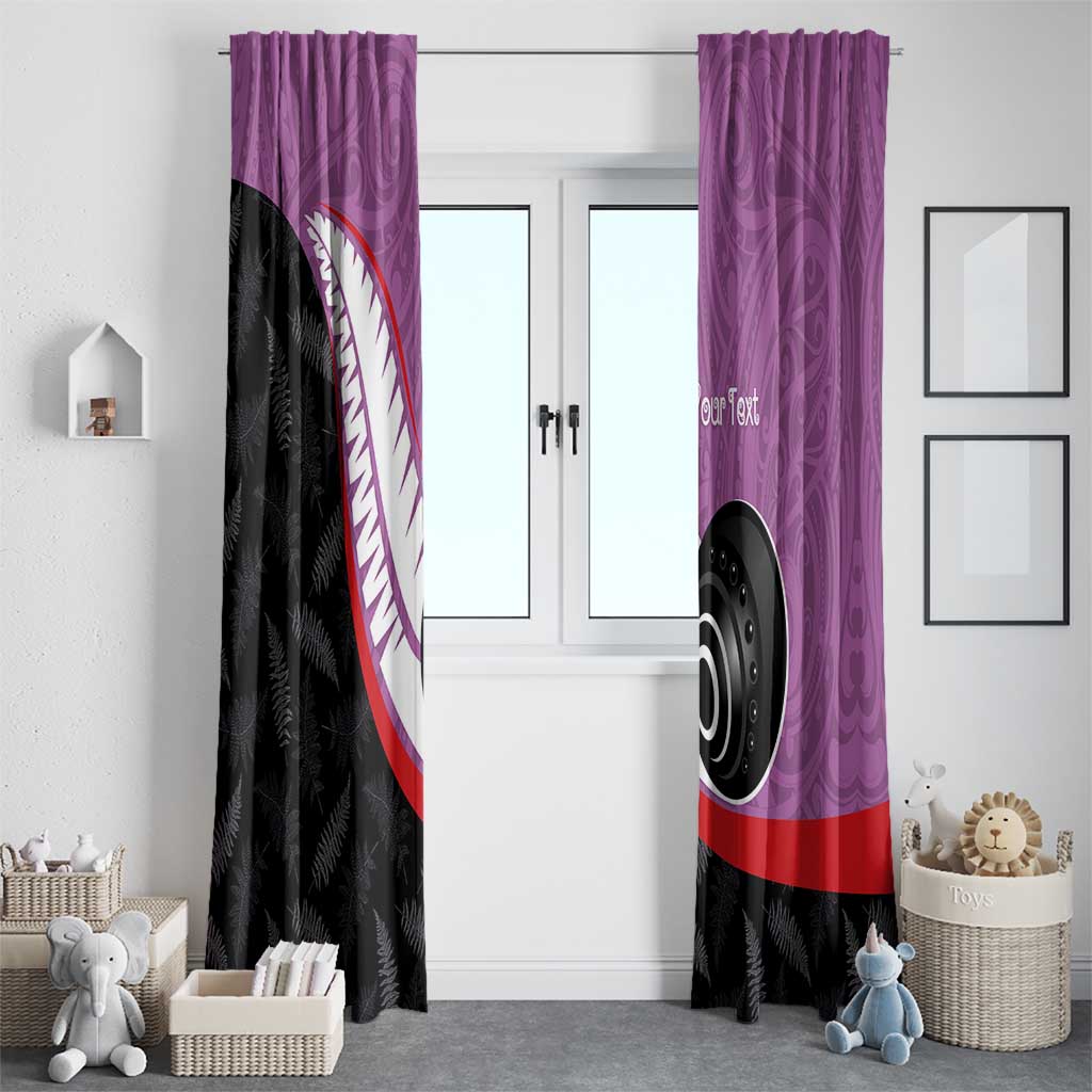 Personalised Aotearoa Lawn Bowls Window Curtain Maori and Silver Fern Sporty Style Pink Color LT03 - Polynesian Pride