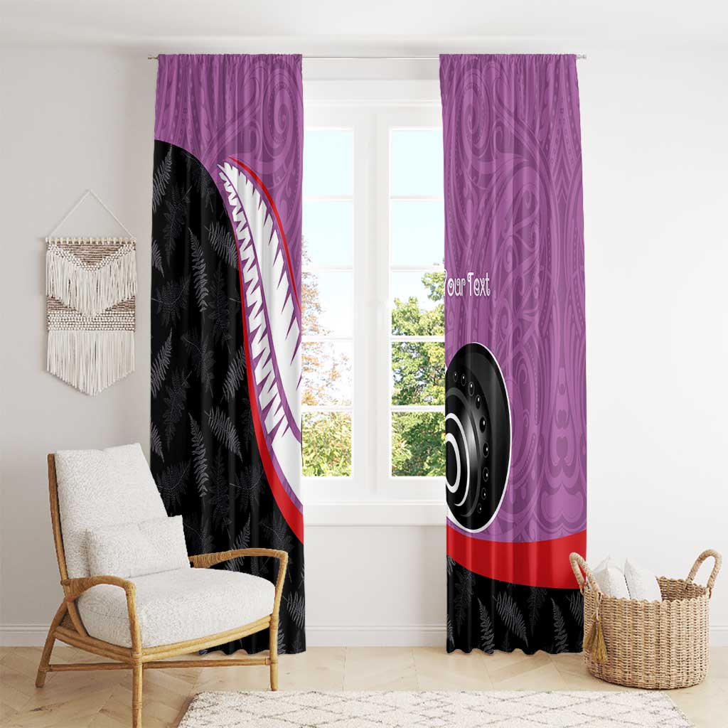 Personalised Aotearoa Lawn Bowls Window Curtain Maori and Silver Fern Sporty Style Pink Color LT03 - Polynesian Pride