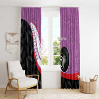 Personalised Aotearoa Lawn Bowls Window Curtain Maori and Silver Fern Sporty Style Pink Color LT03 - Polynesian Pride
