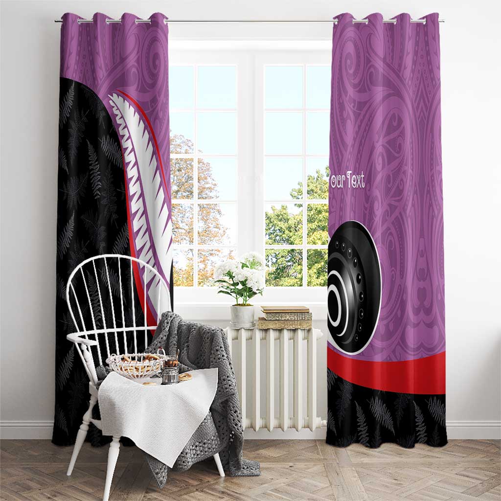 Personalised Aotearoa Lawn Bowls Window Curtain Maori and Silver Fern Sporty Style Pink Color LT03 - Polynesian Pride
