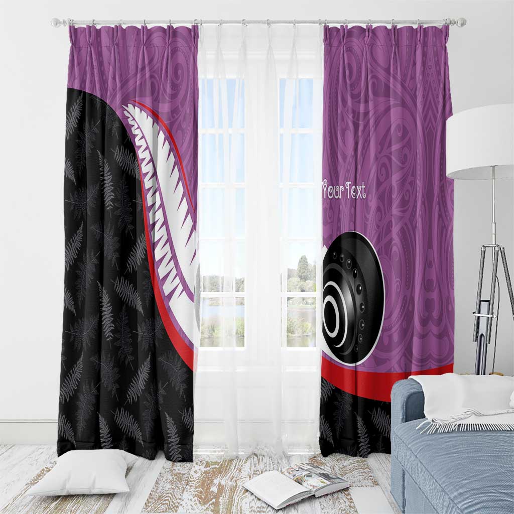 Personalised Aotearoa Lawn Bowls Window Curtain Maori and Silver Fern Sporty Style Pink Color LT03 - Polynesian Pride