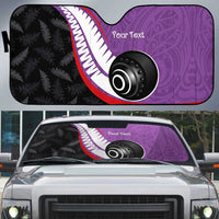 Personalised Aotearoa Lawn Bowls Auto Sun Shade Maori and Silver Fern Sporty Style Purple Color LT03 Purple - Polynesian Pride