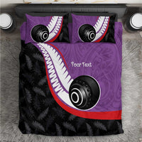 Personalised Aotearoa Lawn Bowls Bedding Set Maori and Silver Fern Sporty Style Purple Color LT03 Purple - Polynesian Pride