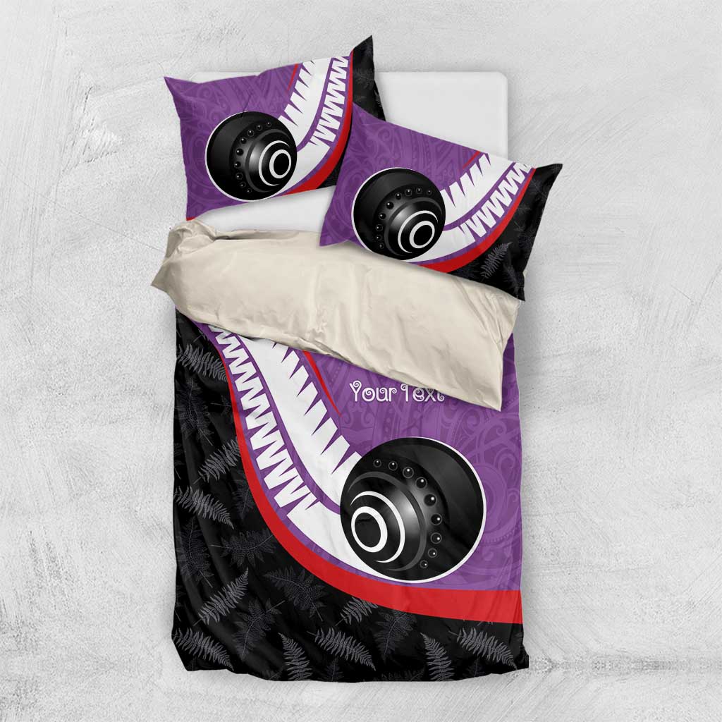 Personalised Aotearoa Lawn Bowls Bedding Set Maori and Silver Fern Sporty Style Purple Color LT03 US Twin 172cm x 218cm Purple - Polynesian Pride