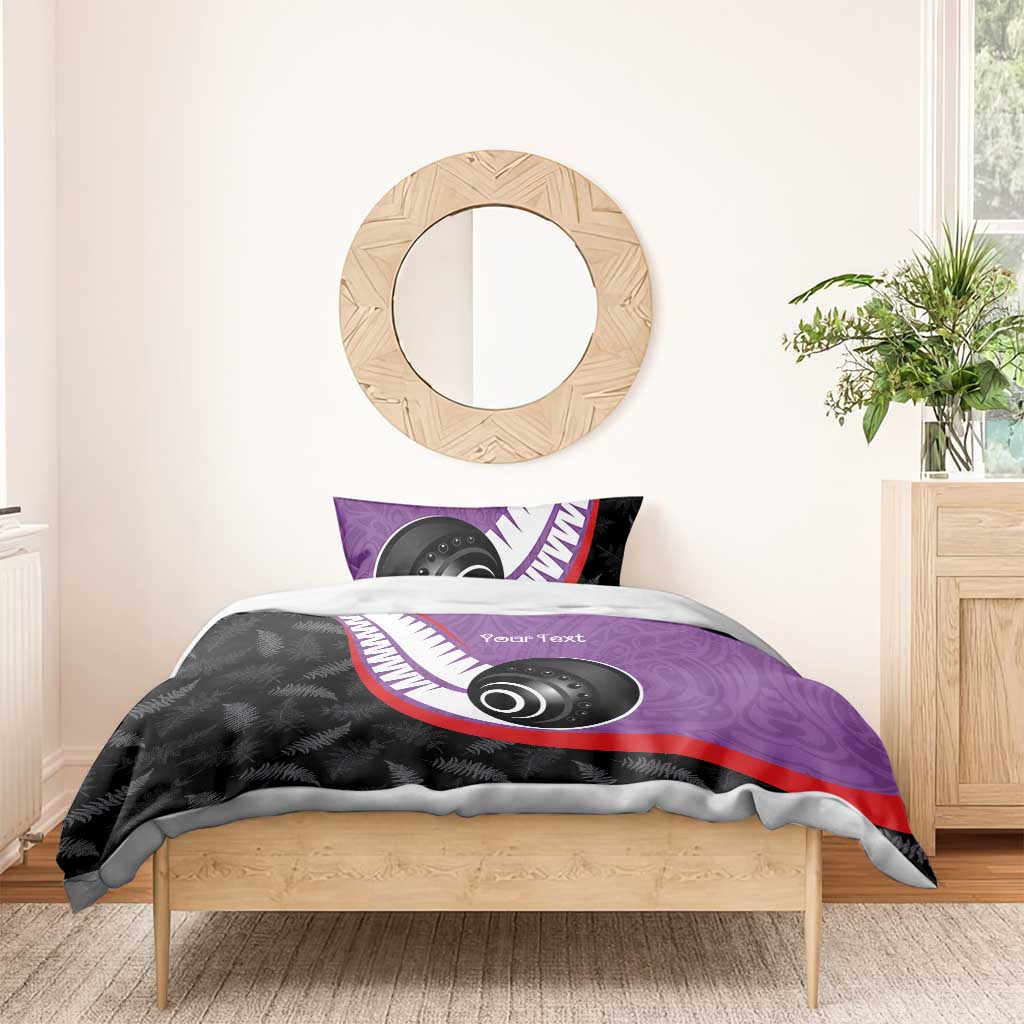 Personalised Aotearoa Lawn Bowls Bedding Set Maori and Silver Fern Sporty Style Purple Color LT03 - Polynesian Pride