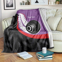 Personalised Aotearoa Lawn Bowls Blanket Maori and Silver Fern Sporty Style Purple Color LT03 Purple - Polynesian Pride