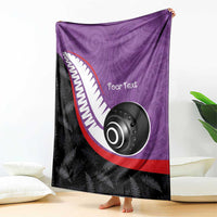 Personalised Aotearoa Lawn Bowls Blanket Maori and Silver Fern Sporty Style Purple Color LT03 - Polynesian Pride