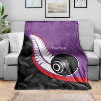 Personalised Aotearoa Lawn Bowls Blanket Maori and Silver Fern Sporty Style Purple Color LT03 - Polynesian Pride