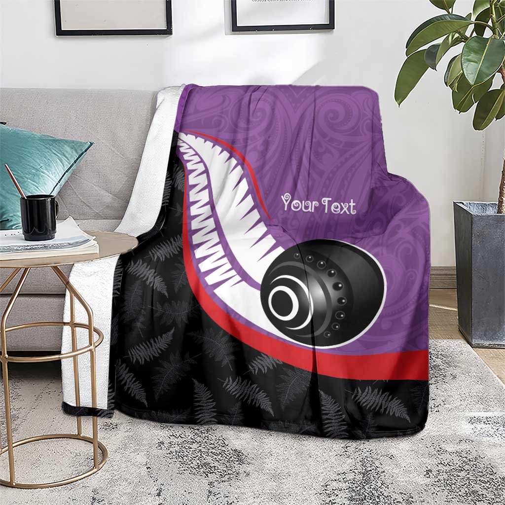 Personalised Aotearoa Lawn Bowls Blanket Maori and Silver Fern Sporty Style Purple Color LT03 - Polynesian Pride