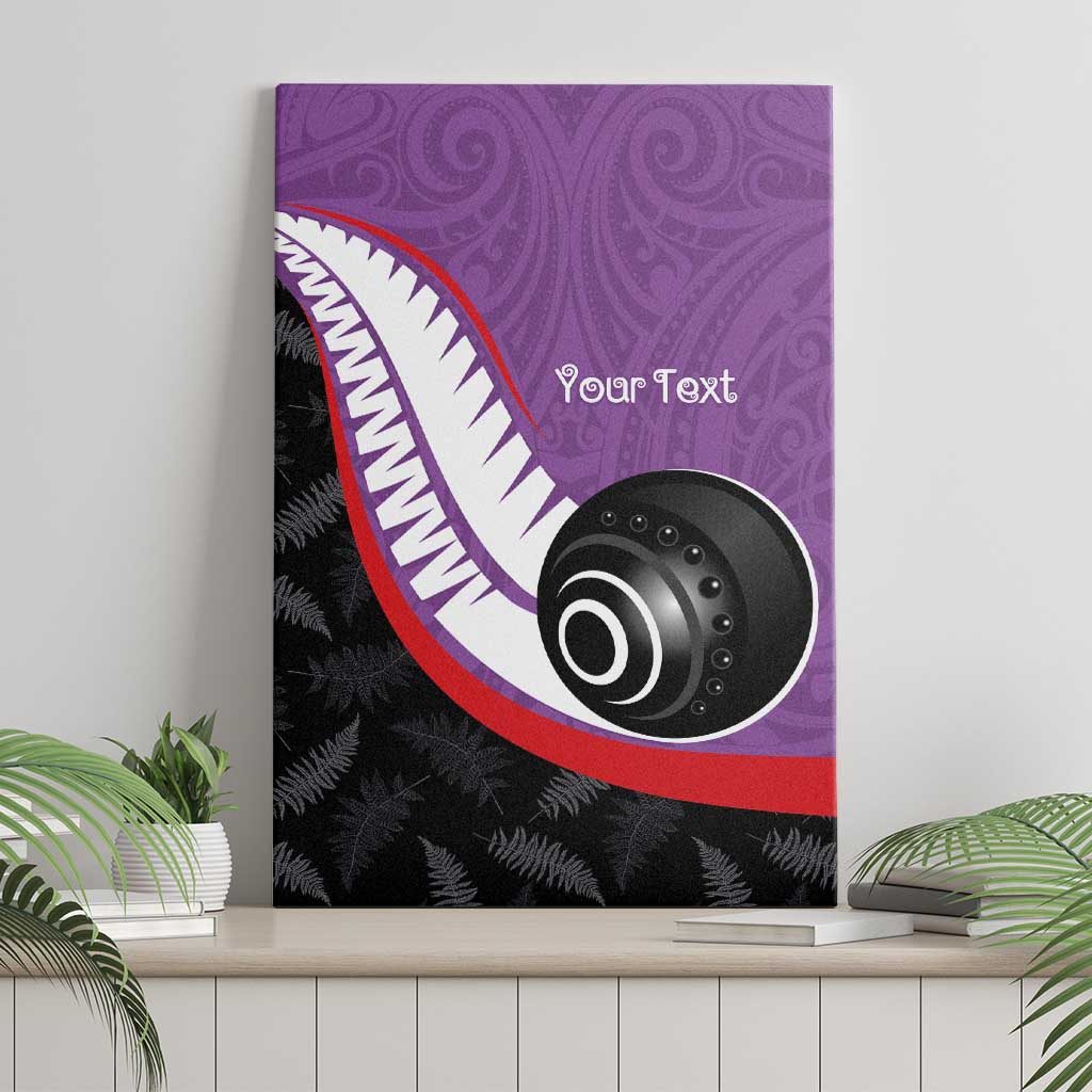 Personalised Aotearoa Lawn Bowls Canvas Wall Art Maori and Silver Fern Sporty Style Purple Color LT03 - Polynesian Pride
