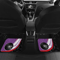 Aotearoa Lawn Bowls Car Mats Maori and Silver Fern Sporty Style Purple Color LT03 Set 2pcs - Back Purple - Polynesian Pride