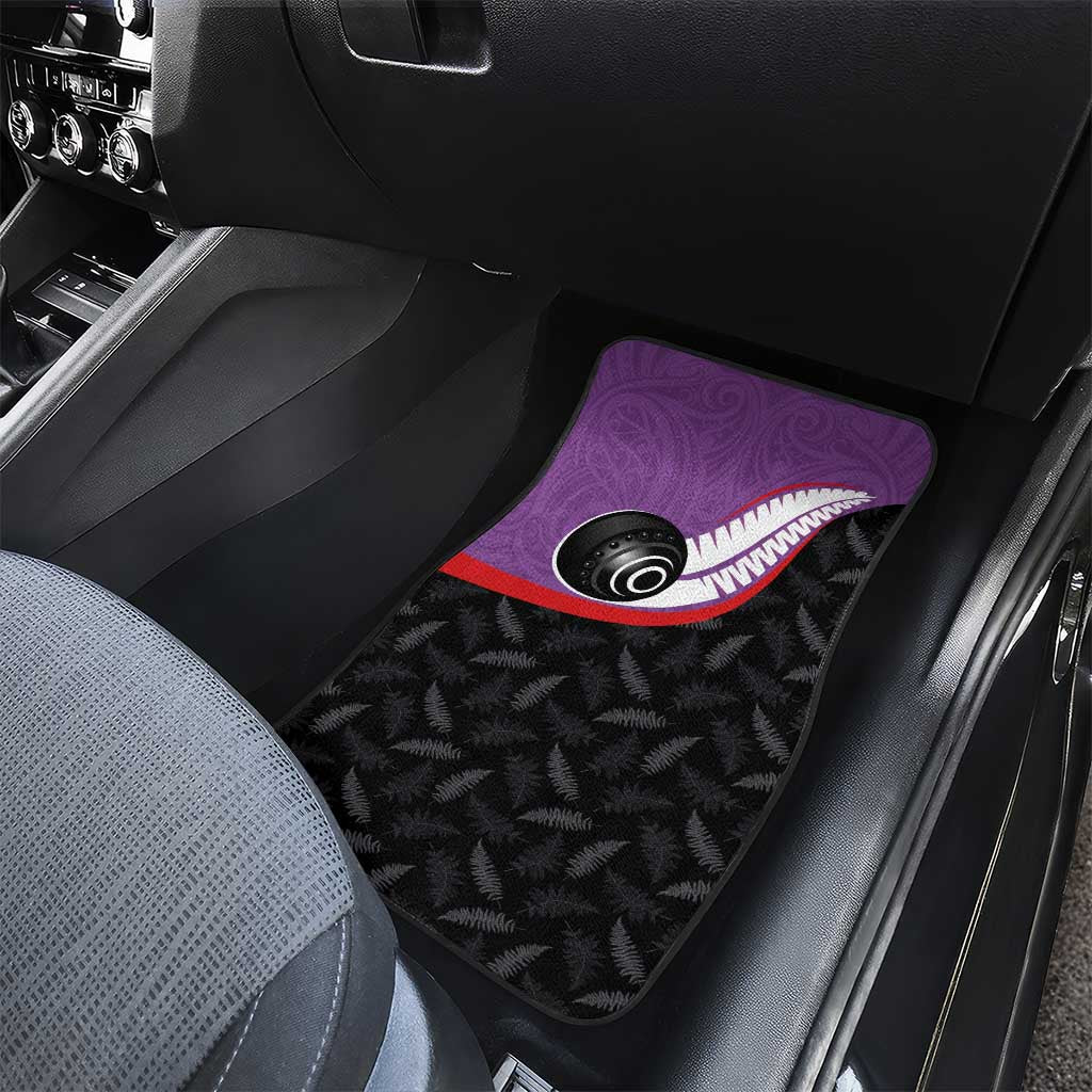 Aotearoa Lawn Bowls Car Mats Maori and Silver Fern Sporty Style Purple Color LT03 - Polynesian Pride