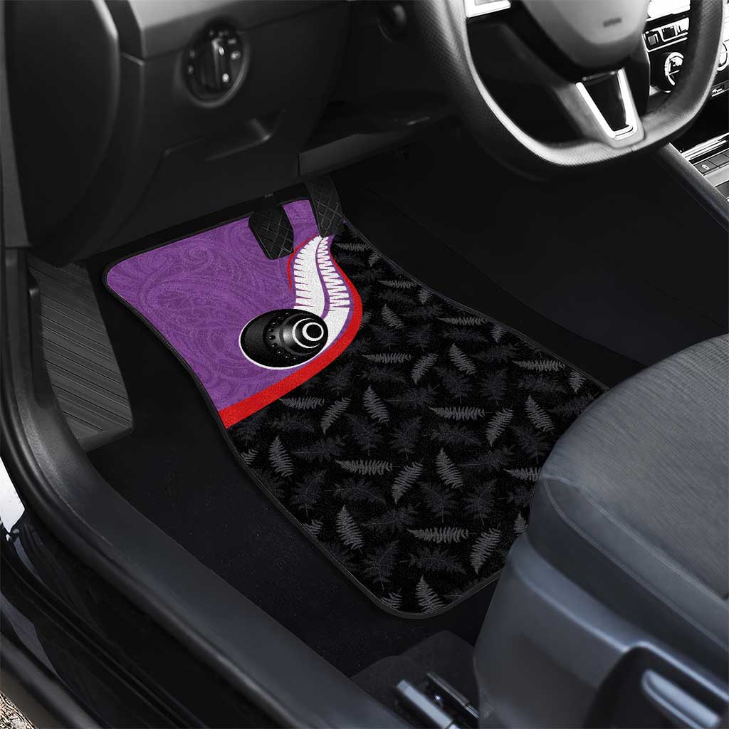 Aotearoa Lawn Bowls Car Mats Maori and Silver Fern Sporty Style Purple Color LT03 - Polynesian Pride