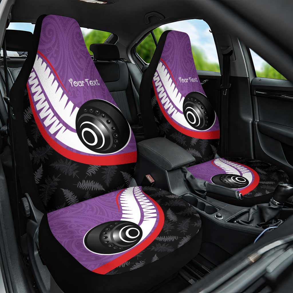 Personalised Aotearoa Lawn Bowls Car Seat Cover Maori and Silver Fern Sporty Style Purple Color LT03 One Size Purple - Polynesian Pride