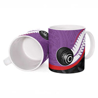 Personalised Aotearoa Lawn Bowls Ceramic Mug Maori and Silver Fern Sporty Style Purple Color LT03 - Polynesian Pride