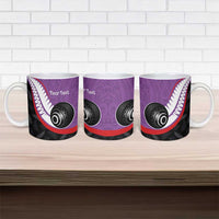 Personalised Aotearoa Lawn Bowls Ceramic Mug Maori and Silver Fern Sporty Style Purple Color LT03 - Polynesian Pride