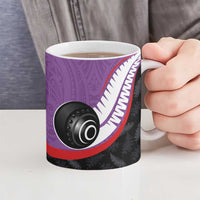 Personalised Aotearoa Lawn Bowls Ceramic Mug Maori and Silver Fern Sporty Style Purple Color LT03 - Polynesian Pride