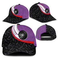 Aotearoa Lawn Bowls Classic Cap Maori and Silver Fern Sporty Style Purple Color LT03 - Polynesian Pride