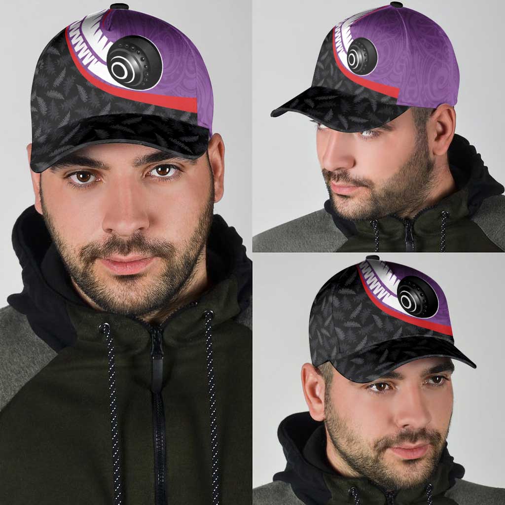 Aotearoa Lawn Bowls Classic Cap Maori and Silver Fern Sporty Style Purple Color LT03 - Polynesian Pride