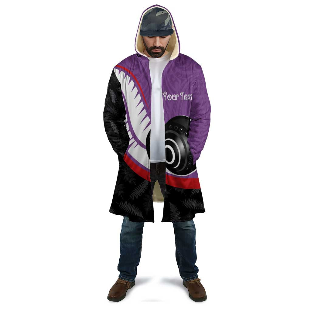 Personalised Aotearoa Lawn Bowls Cloak Maori and Silver Fern Sporty Style Purple Color LT03 - Polynesian Pride