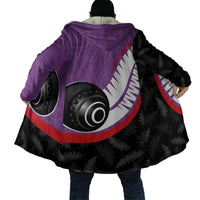 Personalised Aotearoa Lawn Bowls Cloak Maori and Silver Fern Sporty Style Purple Color LT03 - Polynesian Pride