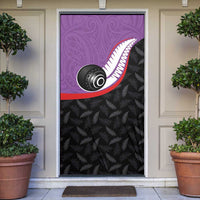 Aotearoa Lawn Bowls Door Cover Maori and Silver Fern Sporty Style Purple Color LT03 Purple - Polynesian Pride