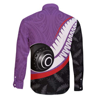 Personalised Aotearoa Lawn Bowls Family Matching Puletasi and Hawaiian Shirt Maori and Silver Fern Sporty Style Purple Color LT03 - Polynesian Pride