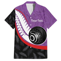 Personalised Aotearoa Lawn Bowls Family Matching Tank Maxi Dress and Hawaiian Shirt Maori and Silver Fern Sporty Style Purple Color LT03 Dad's Shirt - Short Sleeve Purple - Polynesian Pride