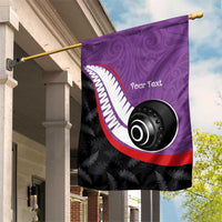 Personalised Aotearoa Lawn Bowls Garden Flag Maori and Silver Fern Sporty Style Purple Color LT03 House Flag Purple - Polynesian Pride