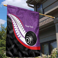Personalised Aotearoa Lawn Bowls Garden Flag Maori and Silver Fern Sporty Style Purple Color LT03 - Polynesian Pride